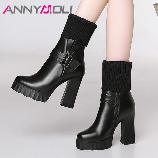 boots annymoli winter ankle women natural genuine leather zip chunky heel short buckle super high shoes ladies 34-39, Black
boots annymoli winter ankle women natural genuine leather zip chunky heel short buckle super high shoes ladies 34-39, Black