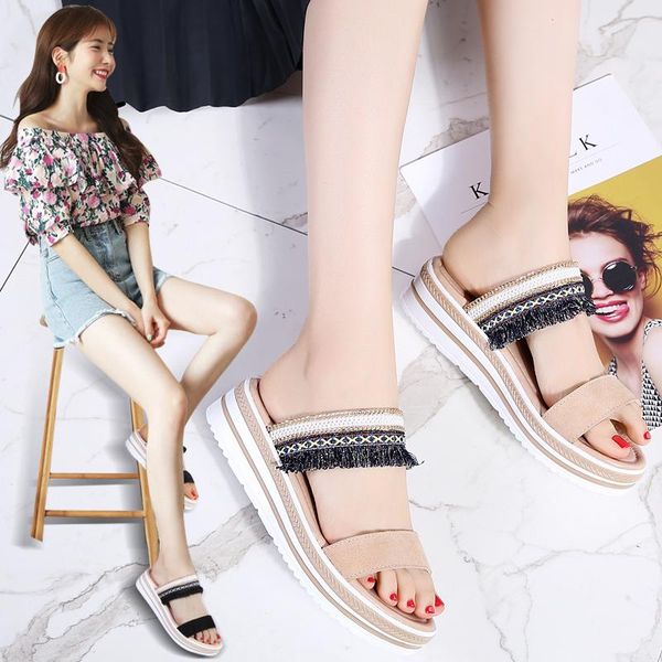 summer fashion sandals comfortable opentoe genuine beach shoes all-match non-slip hard-wearing women wedges thickbottom slippers, Black
summer fashion sandals comfortable opentoe genuine beach shoes all-match non-slip hard-wearing women wedges thickbottom slippers, Black