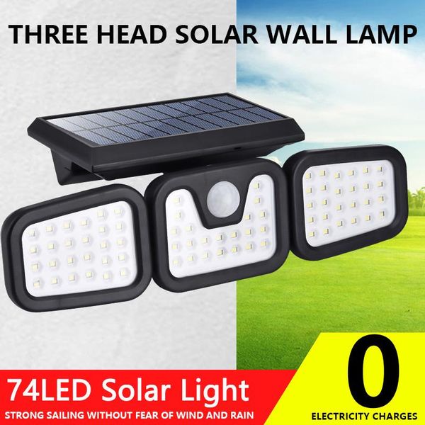 solar lamps 100cob/74led light outdoor lamp 3 head motion sensor wide angle waterproof wall garden garage lights
solar lamps 100cob/74led light outdoor lamp 3 head motion sensor wide angle waterproof wall garden garage lights