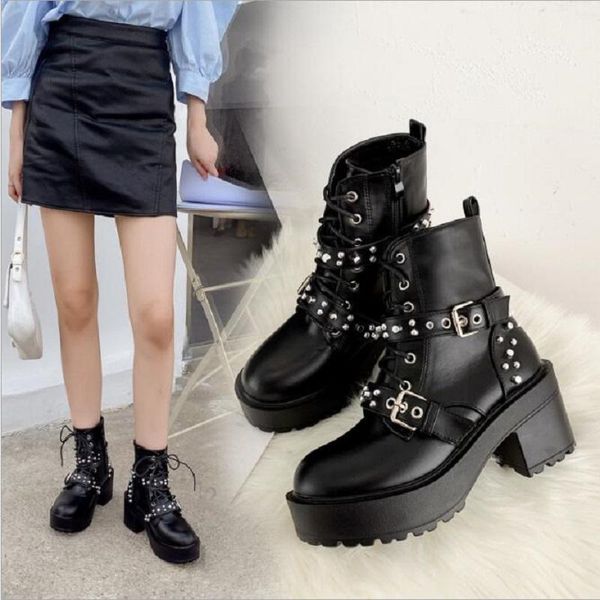 arrivals non-slip comfy boots woman shoes platform thick heels zipper rivet buckle decoration ankle 1h20, Black
arrivals non-slip comfy boots woman shoes platform thick heels zipper rivet buckle decoration ankle 1h20, Black