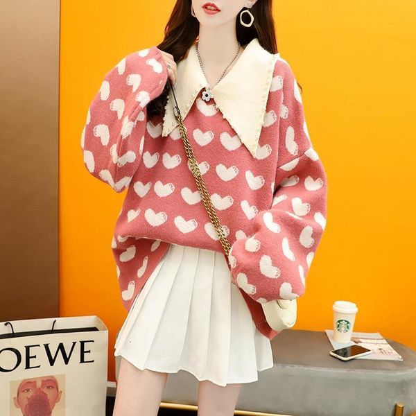 women's sweaters ebaihui nightgown oversize for woman turn down collar pearl heart print sweet casual sweaters loose mesh sweater imsh, White;black
women's sweaters ebaihui nightgown oversize for woman turn down collar pearl heart print sweet casual sweaters loose mesh sweater imsh, White;black