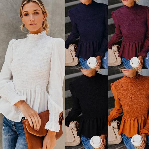 casual ruffled t-shirt with high collar women fashion clothing shirts for woman tshirts women's, White
casual ruffled t-shirt with high collar women fashion clothing shirts for woman tshirts women's, White