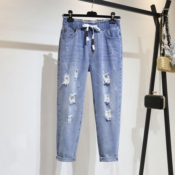 women's jeans large hole high waist capri pants summer blue loose korean oversized harlan
women's jeans large hole high waist capri pants summer blue loose korean oversized harlan