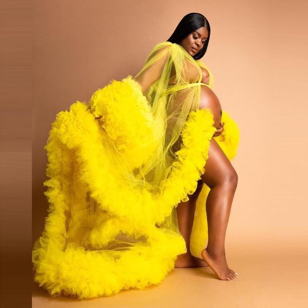 bright yellow tulle long maternity dresses pography puff sleeves ruffles tiered women dress night gowns robe casual, Black;gray
bright yellow tulle long maternity dresses pography puff sleeves ruffles tiered women dress night gowns robe casual, Black;gray