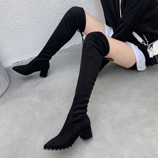 boots women's 2021 autumn winter thick and over knee high heel boots, thin, Black
boots women's 2021 autumn winter thick and over knee high heel boots, thin, Black