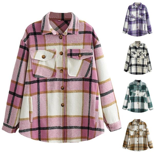 women's jackets vintage lapel women autumn winter lattice plaid printing button long sleeve loose overcoat coat casual outer wear fall, Black;brown
women's jackets vintage lapel women autumn winter lattice plaid printing button long sleeve loose overcoat coat casual outer wear fall, Black;brown