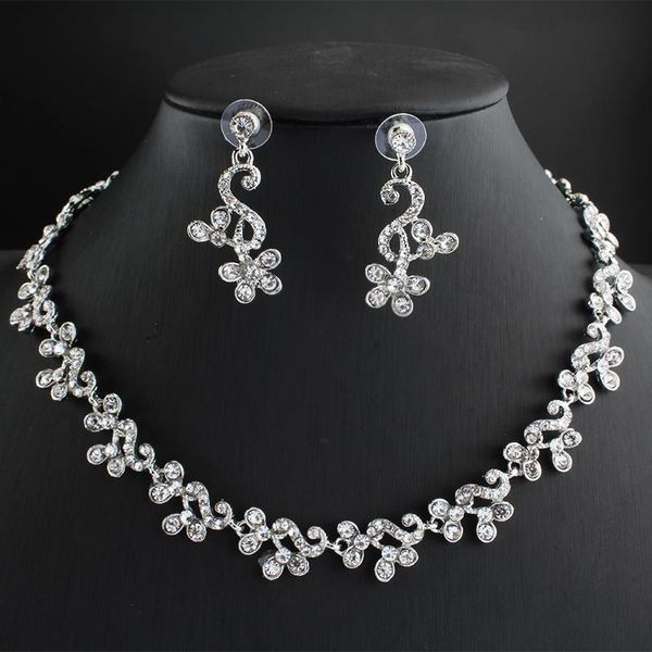 earrings & necklace wedding jewelry set crystal flower women's dress accessories simple earring, Silver
earrings & necklace wedding jewelry set crystal flower women's dress accessories simple earring, Silver