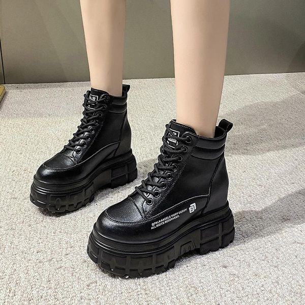boots women's short 2021 inner heightening thick-soled lace-up british style pu flat-bottom casual, Black
boots women's short 2021 inner heightening thick-soled lace-up british style pu flat-bottom casual, Black