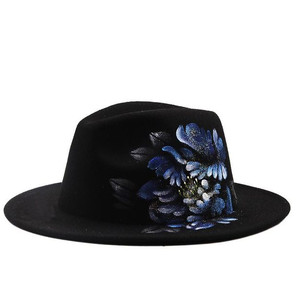 wide brim hats luxury black fedora ladies vintage felt hat women flowers style large tweed autumn winter jazz cap, Blue;gray
wide brim hats luxury black fedora ladies vintage felt hat women flowers style large tweed autumn winter jazz cap, Blue;gray