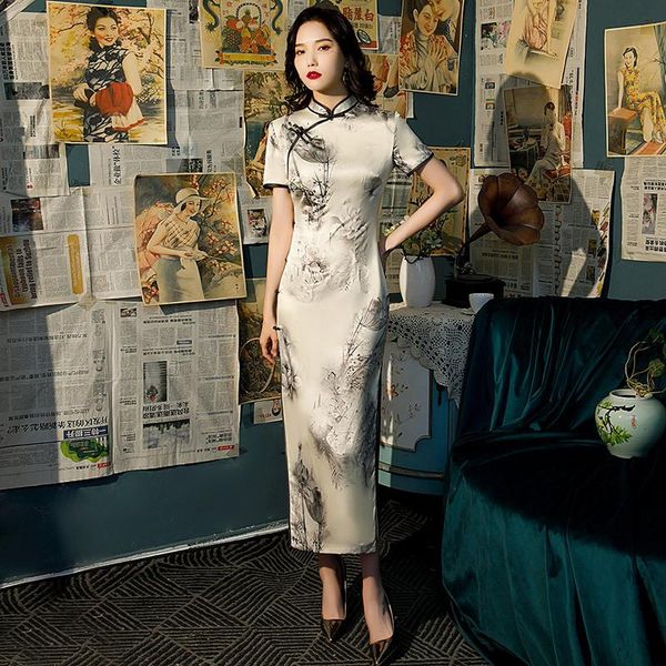 flower print chinese mandarin collar qipao novelty vintage cheongsam women short sleeve evening party dress ethnic clothing, Red
flower print chinese mandarin collar qipao novelty vintage cheongsam women short sleeve evening party dress ethnic clothing, Red