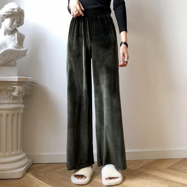 women's pants & capris 2022 spring velvet wide leg pure color straight fashion women casual female trousers, Black;white
women's pants & capris 2022 spring velvet wide leg pure color straight fashion women casual female trousers, Black;white