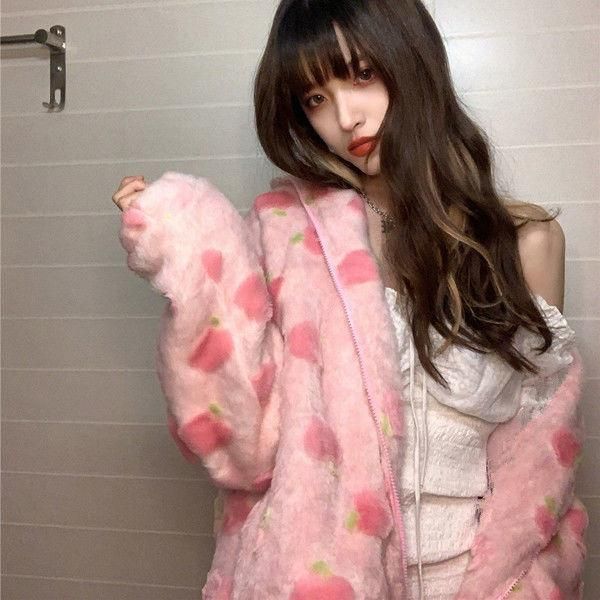 women's jackets korean peach pink plush plus velvet thick warm jacket women students tide autumn and winter cardigan zipper women2021, Black;brown
women's jackets korean peach pink plush plus velvet thick warm jacket women students tide autumn and winter cardigan zipper women2021, Black;brown