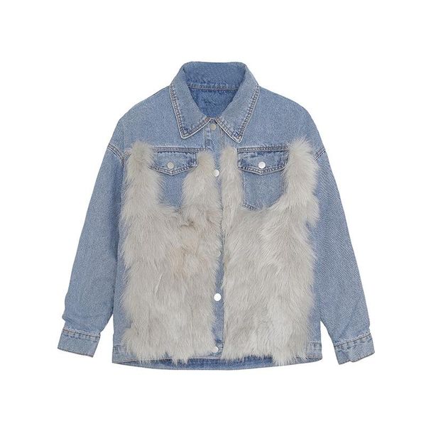 faux fur short jean jackets 2021winter women coat warm ladies korean fashion retro lapel plus size denim outwear thicken clothes women', Black;brown
faux fur short jean jackets 2021winter women coat warm ladies korean fashion retro lapel plus size denim outwear thicken clothes women', Black;brown
