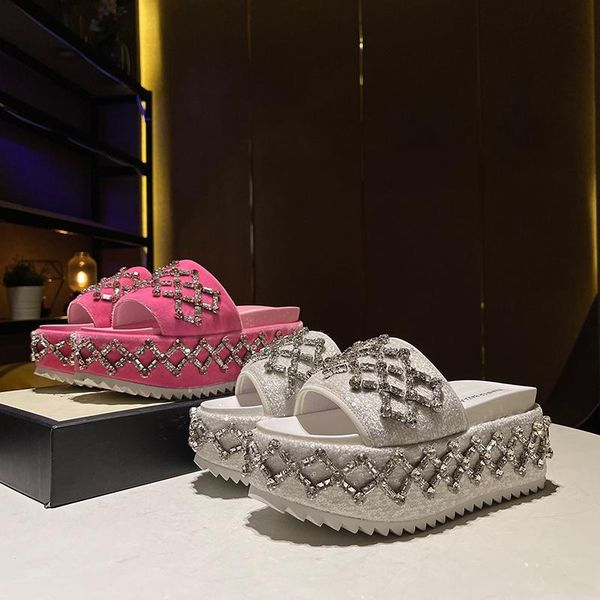 slippers women luxury crystal female slides summer shoes high platforms heeled unique design holiday fashion height increase, Black
slippers women luxury crystal female slides summer shoes high platforms heeled unique design holiday fashion height increase, Black