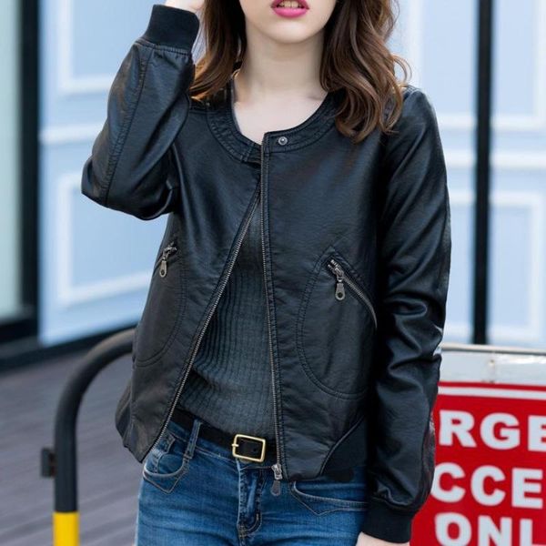 women's jackets round neck leather coat spring and autumn small korean short dress large thickened, Black;brown
women's jackets round neck leather coat spring and autumn small korean short dress large thickened, Black;brown