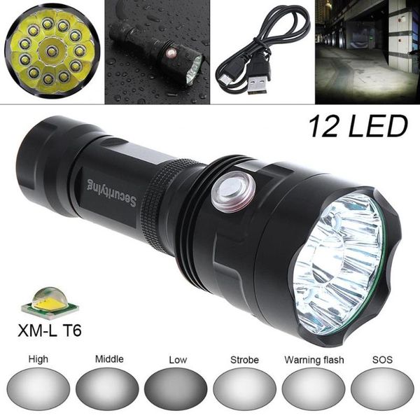 securitying led waterproof super bright 12x xm-l t6 5000 lumens 6 modes light with usb line for household/outdoor flashlights tor torches
securitying led waterproof super bright 12x xm-l t6 5000 lumens 6 modes light with usb line for household/outdoor flashlights tor torches