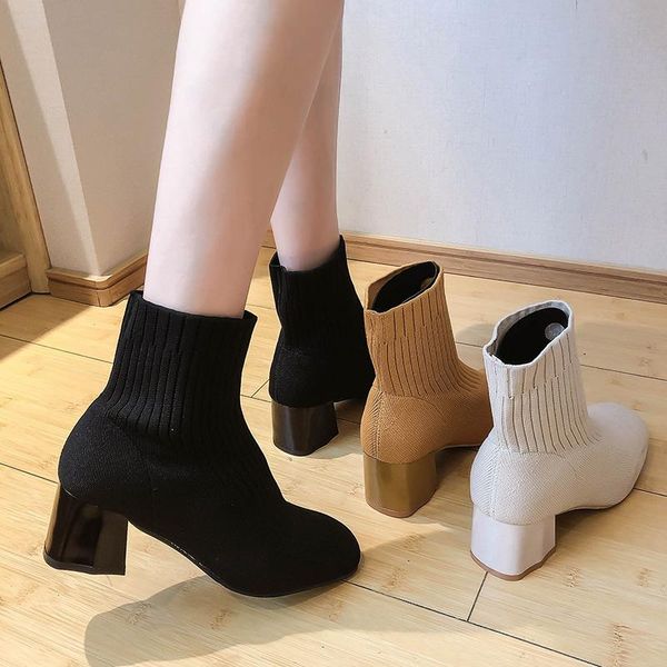boots knitted stretch sock women solid chunky heels riding botines weave square toe high shoes slip on skinny botas mujer, Black
boots knitted stretch sock women solid chunky heels riding botines weave square toe high shoes slip on skinny botas mujer, Black