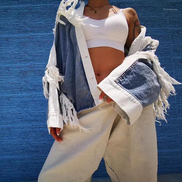 matching color patchwork tassel denim jacket women hip-hop old retro loose long-sleeved jeans 2021 spring coats women's jackets, Black;brown
matching color patchwork tassel denim jacket women hip-hop old retro loose long-sleeved jeans 2021 spring coats women's jackets, Black;brown