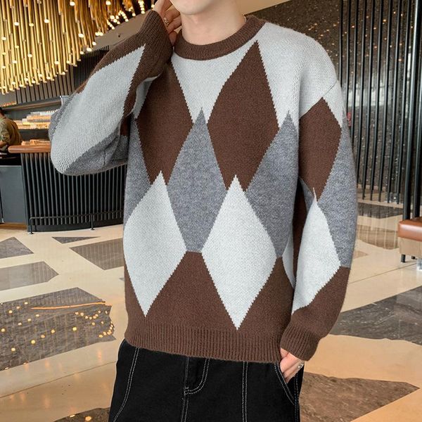 men's sweaters 2021 autumn and winter round neck sweater teenagers cut jacquard loose-fitting underwear, White;black
men's sweaters 2021 autumn and winter round neck sweater teenagers cut jacquard loose-fitting underwear, White;black