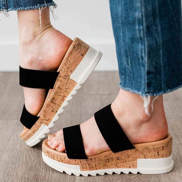 slippers summer outdoor women beach slides wedges mid heel platform peep toe 2021 casual fashion ladies shoes zapatos de mujer, Black
slippers summer outdoor women beach slides wedges mid heel platform peep toe 2021 casual fashion ladies shoes zapatos de mujer, Black