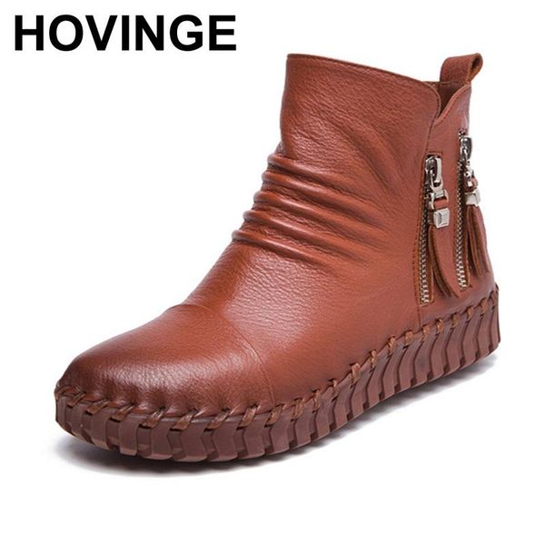 boots hovinge winter warm short plush women 2021 autumn fashion genuine leather sewing ankle zipper soft flat shoes, Black
boots hovinge winter warm short plush women 2021 autumn fashion genuine leather sewing ankle zipper soft flat shoes, Black