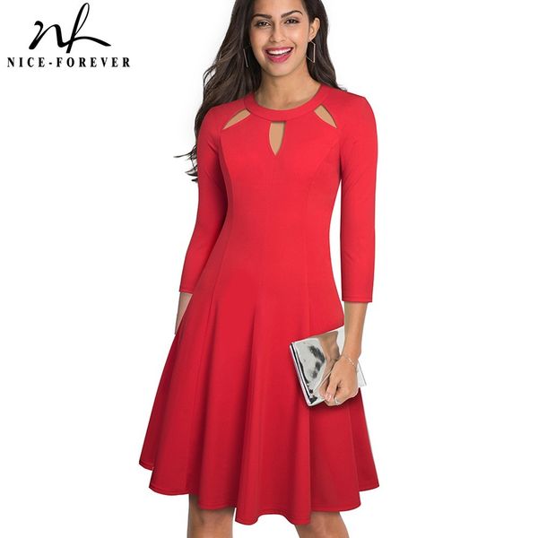 nice-forever elegant pure color hollow out neckline vestidos business party flare a-line women swing dress a189 210419, White
nice-forever elegant pure color hollow out neckline vestidos business party flare a-line women swing dress a189 210419, White