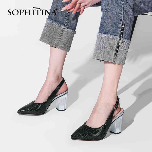 sophitina female pumps genuine leather stone pattern shoes back strap thick high heel pointed toe summer women's shoes k55 210513, Black
sophitina female pumps genuine leather stone pattern shoes back strap thick high heel pointed toe summer women's shoes k55 210513, Black