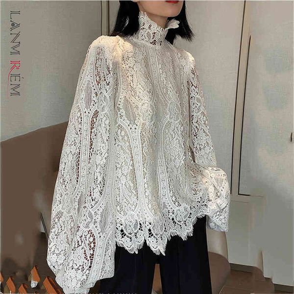 women white lace big size t-shirt turtlenck puff long sleeve fashion sweet tide spring and autumn 2e1350 210507
women white lace big size t-shirt turtlenck puff long sleeve fashion sweet tide spring and autumn 2e1350 210507