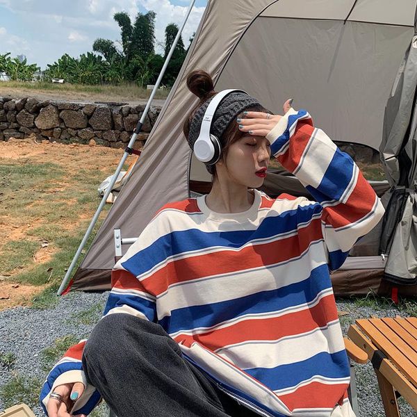 women's t-shirt 2021 spring autumn classic basic striped long-sleeved korean fashion oversized kpop emo hip-hop couple, White
women's t-shirt 2021 spring autumn classic basic striped long-sleeved korean fashion oversized kpop emo hip-hop couple, White
