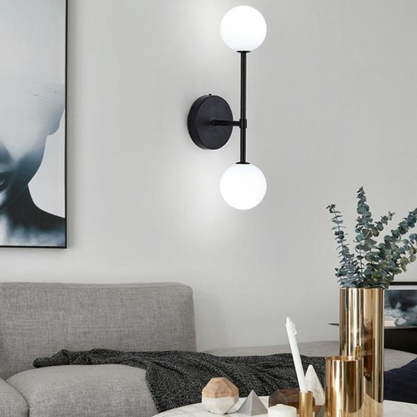 modern led wall lamp golden lights with milky special glass round ball bedside 2pcs g9 bulbs sconce