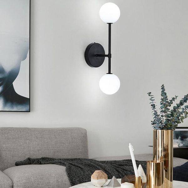 

modern led wall lamp golden lights with milky special glass round ball bedside 2pcs g9 bulbs sconce