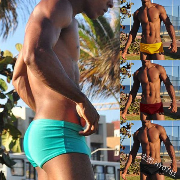 men's shorts summer men's solid flat angle beach swimming trunks hy0781 style, White;black