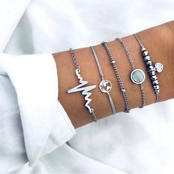 link, chain personality ecg black bead map bracelet hand ornament beaded set with five
link, chain personality ecg black bead map bracelet hand ornament beaded set with five
