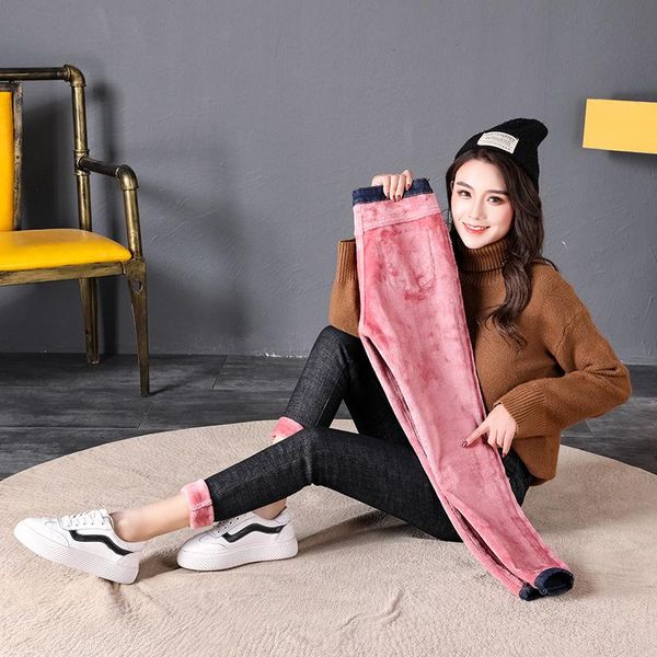 women's jeans plus velvet thick black female large size south korea was thin high waist winter solid color elastic feet nine points, Blue
women's jeans plus velvet thick black female large size south korea was thin high waist winter solid color elastic feet nine points, Blue