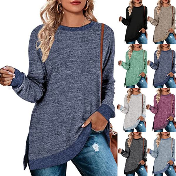 kou chu women's long sve round neck color matching split loose casual pullover t-shirt, White
kou chu women's long sve round neck color matching split loose casual pullover t-shirt, White