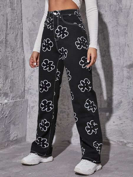 allover floral print jeans 65od#, Blue
allover floral print jeans 65od#, Blue