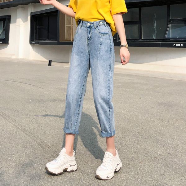 jeans 2020 summer wear new women's breeches loose waist high nine stitches hare fall leg drop pants daddy, Blue
jeans 2020 summer wear new women's breeches loose waist high nine stitches hare fall leg drop pants daddy, Blue