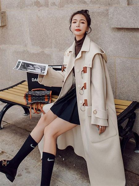 horn buckle coat women's chic 2021 autumn and winter thickening woolen coats long trench hooded casacas para mujer y380 wool & blends, Black
horn buckle coat women's chic 2021 autumn and winter thickening woolen coats long trench hooded casacas para mujer y380 wool & blends, Black