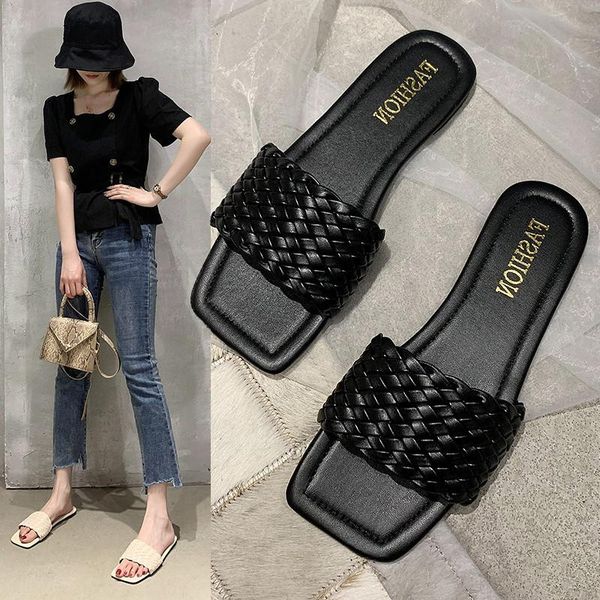summer women slipper brand weave ladies sandal shoes square toe flat casual slides beach flip flops big size 35-40 slippers, Black
summer women slipper brand weave ladies sandal shoes square toe flat casual slides beach flip flops big size 35-40 slippers, Black