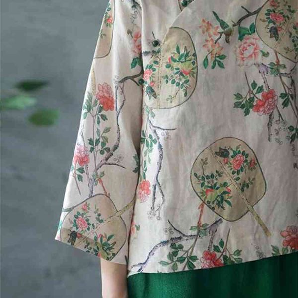 women's blouses & classical green beads button flower tree bird print pure ramie linen blouse, summer thin three quarter sleeve beige s, White
women's blouses & classical green beads button flower tree bird print pure ramie linen blouse, summer thin three quarter sleeve beige s, White