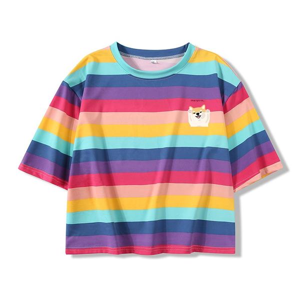 tee shirt cute cartoon printing women korean loose casual rainbow stripes streetwear summer harajuku all-match crop women's t-shirt, White
tee shirt cute cartoon printing women korean loose casual rainbow stripes streetwear summer harajuku all-match crop women's t-shirt, White