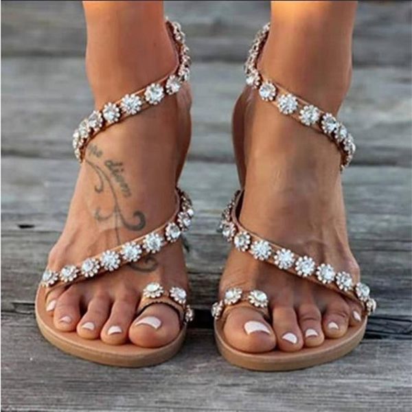 women's rhinestone sandals 2021 summer bohemia style ladies flat beach t-tied fashion dress party flower female, Black
women's rhinestone sandals 2021 summer bohemia style ladies flat beach t-tied fashion dress party flower female, Black