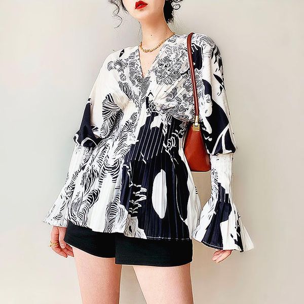 korean style harajuku fashion designer blouse women full flare sleeve pleated slim shirt printed sl076 women's blouses & shirts, White
korean style harajuku fashion designer blouse women full flare sleeve pleated slim shirt printed sl076 women's blouses & shirts, White
