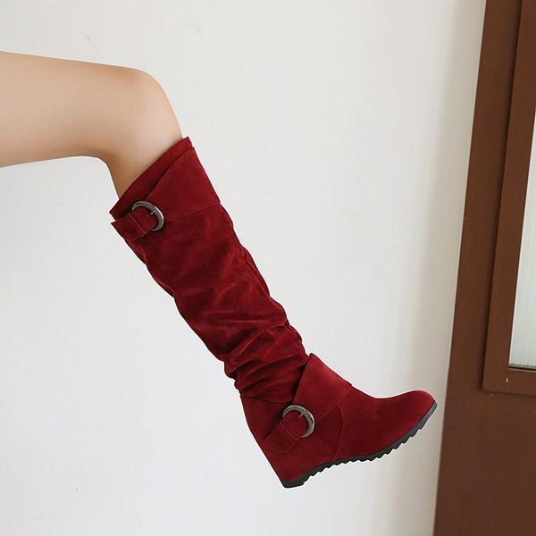 women suede knee fashion folding slip on winter high casual low heels red black long slim boots ladies
women suede knee fashion folding slip on winter high casual low heels red black long slim boots ladies
