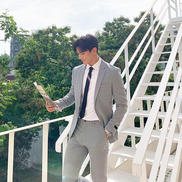 men's suits & blazers tracksuits 2021 men fashion wedding suit groom tuxedo man slim casual blazer costume homme 2 pcs jackets pant, White;black 
men's suits & blazers tracksuits 2021 men fashion wedding suit groom tuxedo man slim casual blazer costume homme 2 pcs jackets pant, White;black