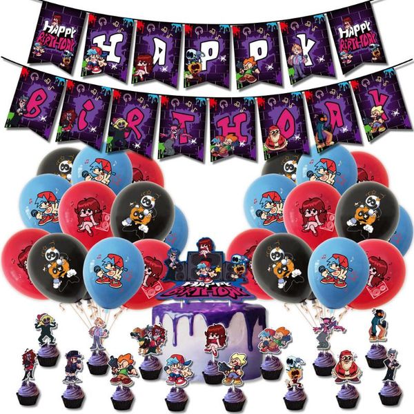 disposable dinnerware friday night funkin kid's birthday party supplies latex balloons flag pulling cake card family decoration toys 
disposable dinnerware friday night funkin kid's birthday party supplies latex balloons flag pulling cake card family decoration toys