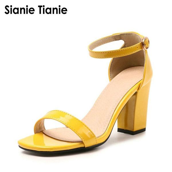 sianie tianie 2021 summer patent pu yellow purple black pink block high heels woman shoes open toe women sandals size 33-52
sianie tianie 2021 summer patent pu yellow purple black pink block high heels woman shoes open toe women sandals size 33-52