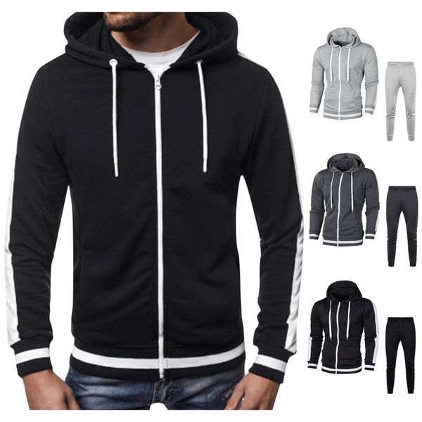 men's tracksuits autumn winter sportswear 2-piece zipper hoodie + pants sports suit sweater clothing ropa hombre, Gray
men's tracksuits autumn winter sportswear 2-piece zipper hoodie + pants sports suit sweater clothing ropa hombre, Gray