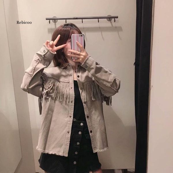 spring autumn fashion streetwear oversize tassel jacket vintage long sleeve rivet loose coat female casual women's jackets, Black;brown
spring autumn fashion streetwear oversize tassel jacket vintage long sleeve rivet loose coat female casual women's jackets, Black;brown