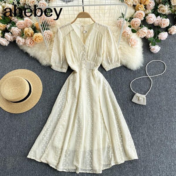 women elegant french dress puff sleeve v neck button solid office es summer casual fashion streetwear a-line 210512, Black;gray
women elegant french dress puff sleeve v neck button solid office es summer casual fashion streetwear a-line 210512, Black;gray